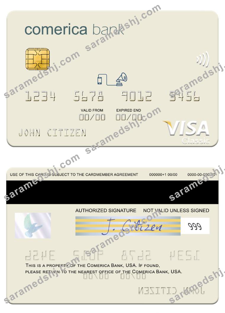 USA Comerica Bank visa card